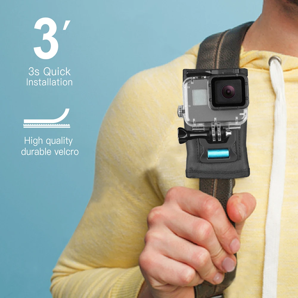 Съемка 360 градусов Поворотный рюкзак клип крепление для GoPro Hero 8 7 5 черный Xiaomi Yi 4K Sjcam Eken плечевой ремень для GoPro Аксессуар