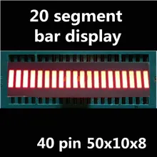 20 сеточный цифровой сегментный светодиодный светильник, 20 плоских трубок, 50x10x8 мм, красный светильник, десять плоских трубок