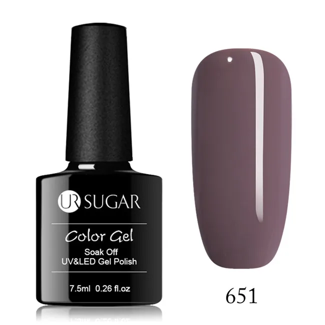 Ur Sugar УФ-гель для ногтей отмачиваемый 112 цветов Гель-лак для нейл-арта лак Полупостоянный лак черная бутылка 7,5 мл - Цвет: 651