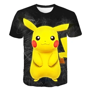 

Funny t shirt Harajuku 3D child t-shirt Surprised Pikachu Japan Anime Men Summer Cool Pokemon T-shirt boys clothes Streetwear