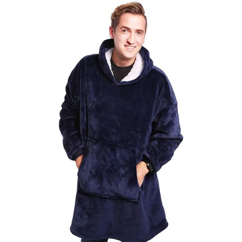 Мужская зимняя Толстовка большого размера, Толстовка для мужчин, флисовые одеяла с рукавами, Sudadera Hombre Bluza Meska Moletom Bluzy