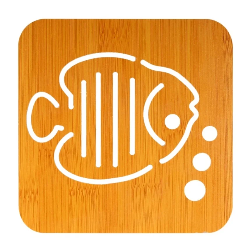 Bubble Fish Милый деревянный Настольный коврик из бамбука для столовой кухни, термостойкий Коврик для чая, кофе, сока, подставка для горячего горшка, украшение стола - Цвет: Bubble Fish