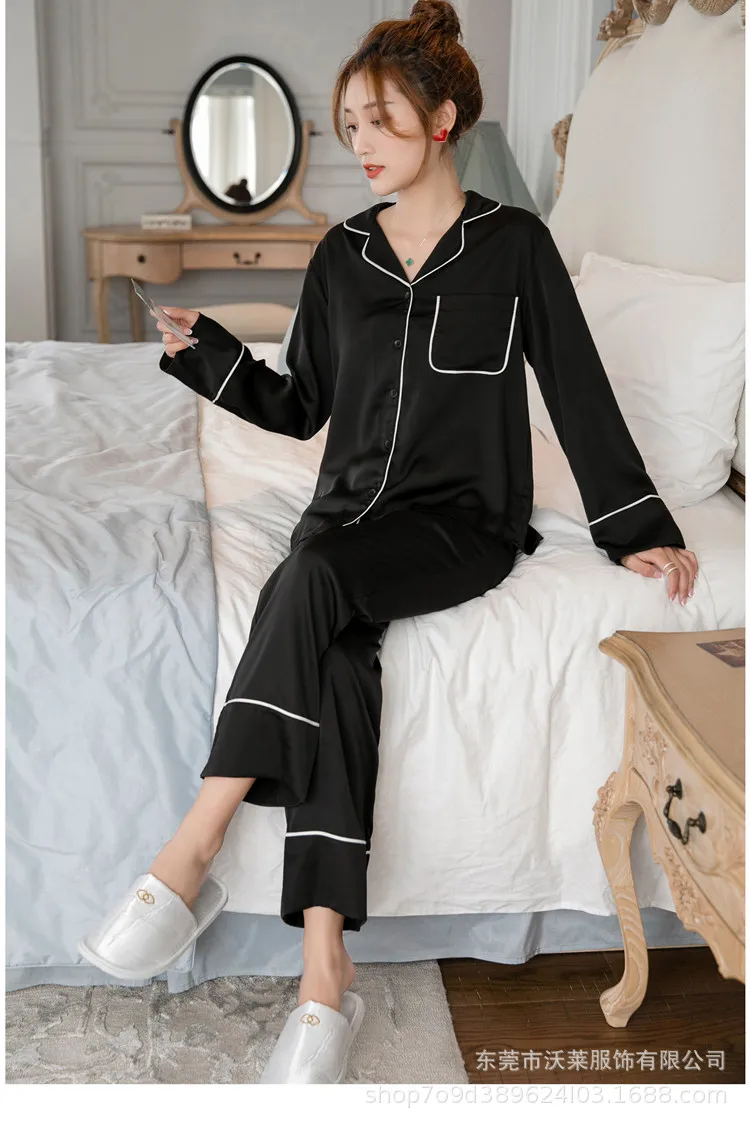 

Women Silk Satin Pajamas 2 pieces sets Pyjama Sleepwear Nightwear Loungewear Homewear Home Clothing Night Suit Comfortable Soft