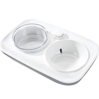 

Double Dog Cat Pet Food Bowls Automatic Water Dispenser Plastic Dishes Food Water Feeder For Dogs Cats 15 Degrees Tilt Angle