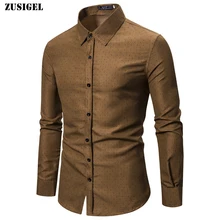 ZUSIGEL Новое поступление Осенний хлопковый комплект с принтом рубашка с квадратным воротником Стандартный Для мужчин рубашка с длинными рукавами Повседневное Золотая рубашка ЕС Размеры