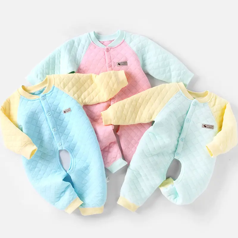

Infant Warm Clothes Onesie Spring Autumn Winter Thick Quilted Baby One-piece Pajama Infants Pure Cotton Coat Romper
