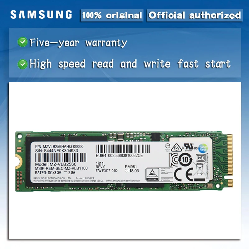 Оригинальный твердотельный жесткий диск PM981 SAMSUNG 1 ТБ 512 гб 256 M2 SSD NVMe PCIe 3 0x4