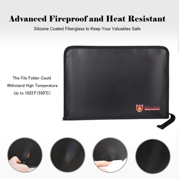 

Waterproof Portable Zipper File Pouch Fireproof Document Bag for Money Passport Organizer Holder Bag for Home Office