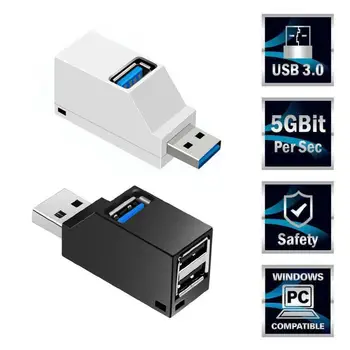 1Pc 3 Port USB Hub Mini USB 3.0 High Speed Hub Desktop Portable Multi Splitter Box Expansion Adapter For Desktop PC Laptop 1
