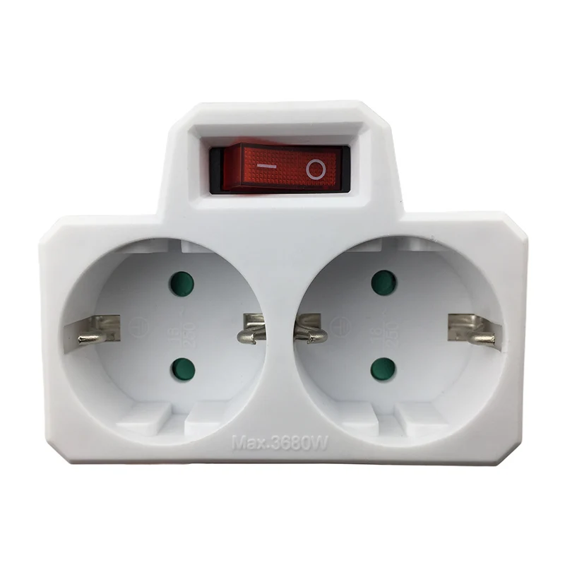 

Three Expansion Socket With Switch EU/GER Plug Socket One To Two Conversion Plug Converter Household European/German Standard