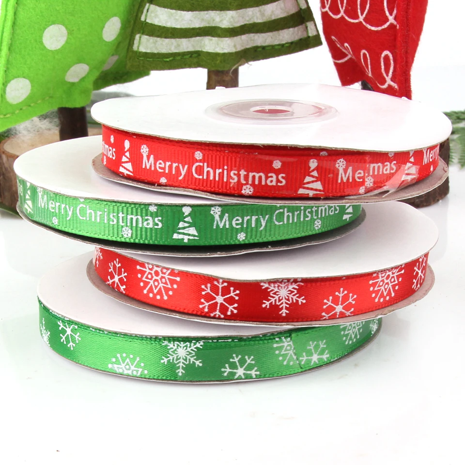 

25Yards/Roll 1CM Red/Green Christmas Satin Ribbon Packing DIY Crafts Gift Packing Belt Bow Christmas Party Gifts Accessories