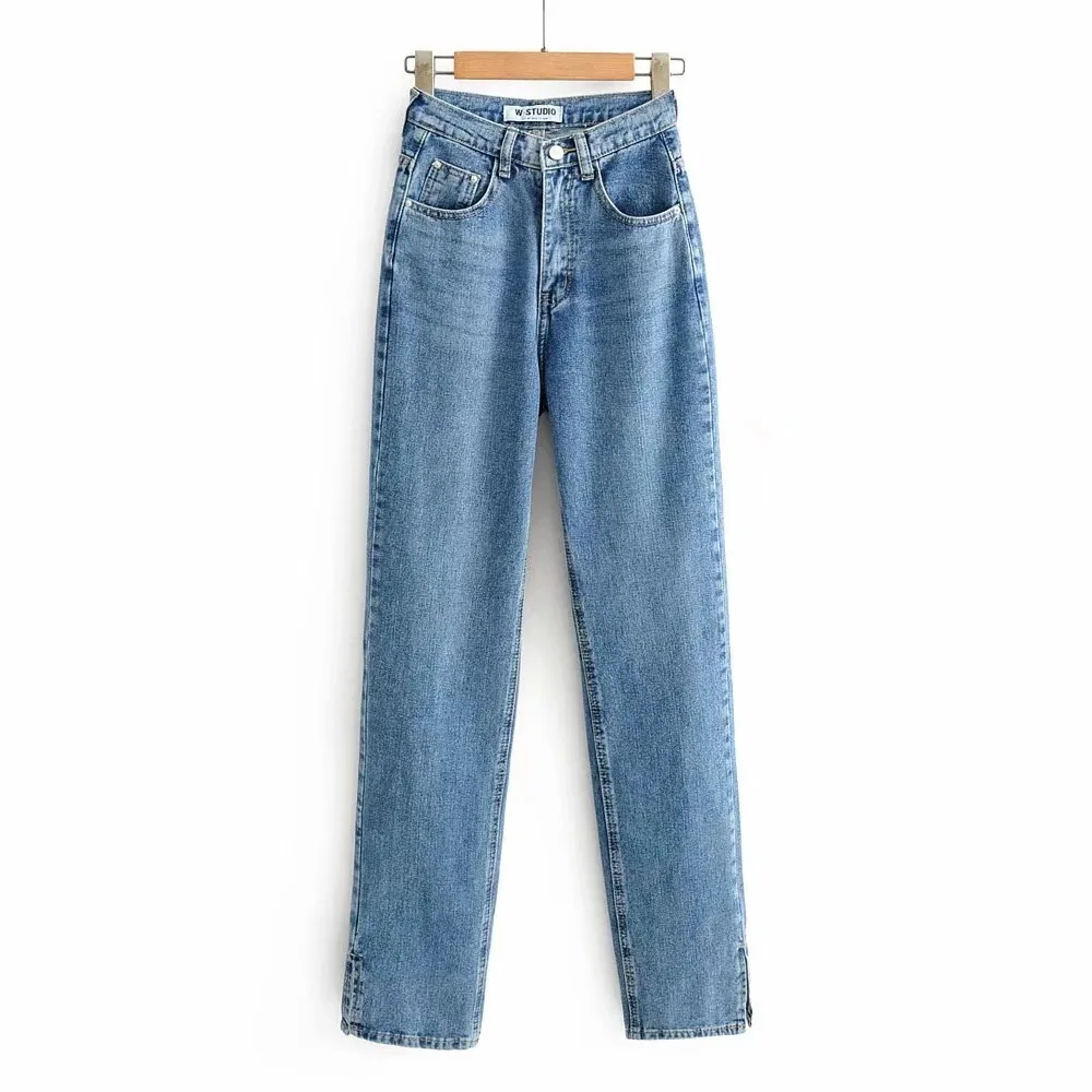 2020 Autumn Vintage High Waist Straight Floor Length Jeans Ripped Jeans Women Boyfriend Denim Pants High Street Long Trousers