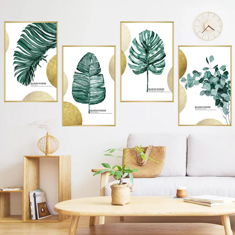 

Nordic Plant Wall Stickers Banana Leaf Bedroom Bedside Living Room Sofa Background Decoration Aesthetic Art Mural