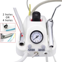 Unité de Turbine dentaire Portable, fonctionne avec compresseur d'air, seringue à 3 voies, 2/4 trous, équipement de blanchiment des dents, coque en plastique 2
