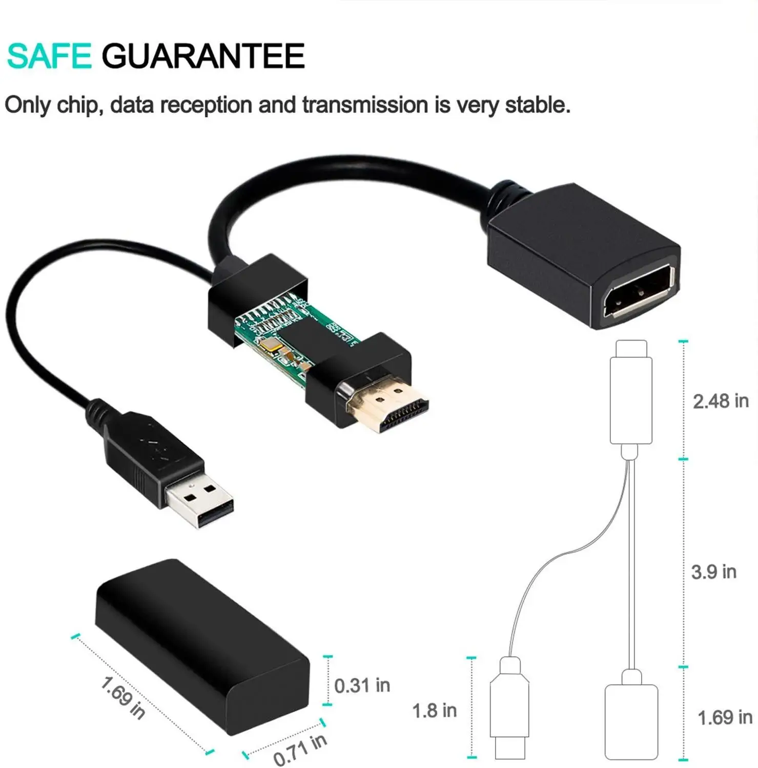 Конвертер HDMI в DisplayPort адаптер питания USB совместимый с двумя режимами VESA 1 2 4 и