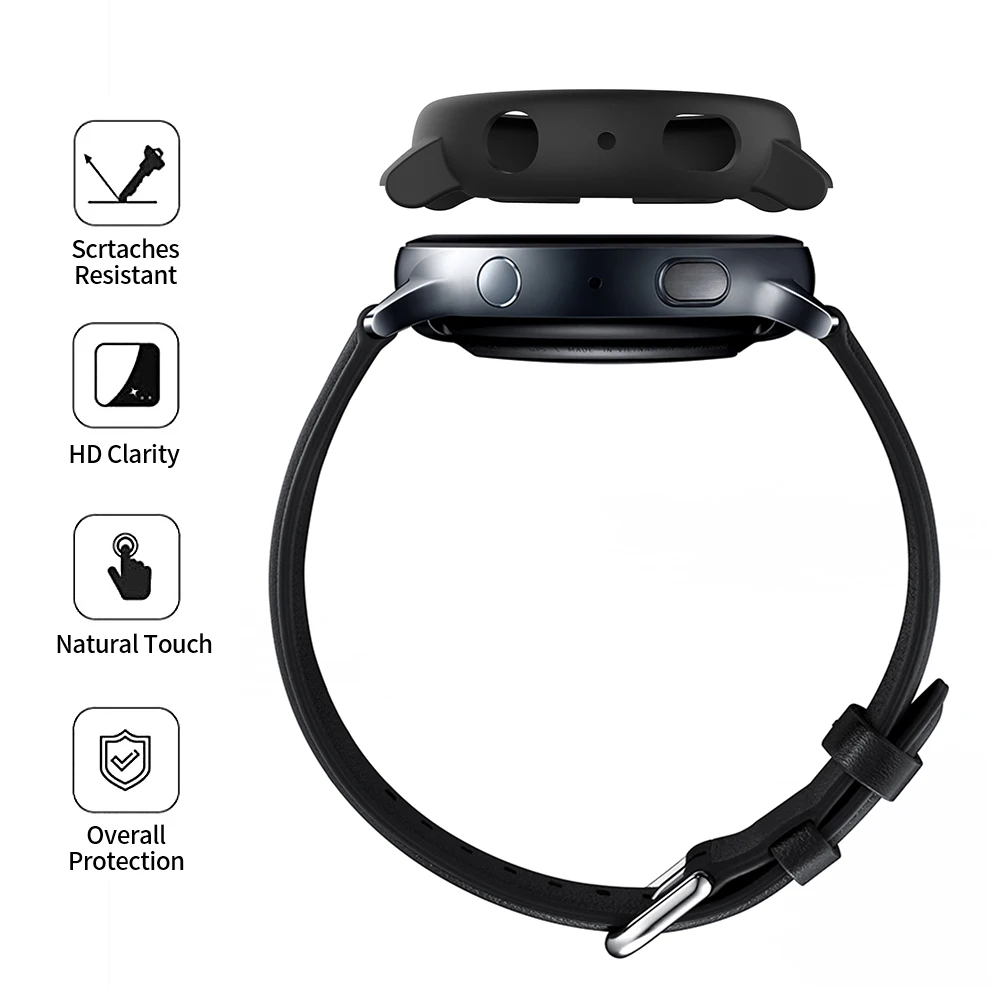 Case for Samsung Galaxy Watch Active 2 44mm 40mm Full Coverage Bumper Case with Tempered Glass Protective Cover Screen Protector