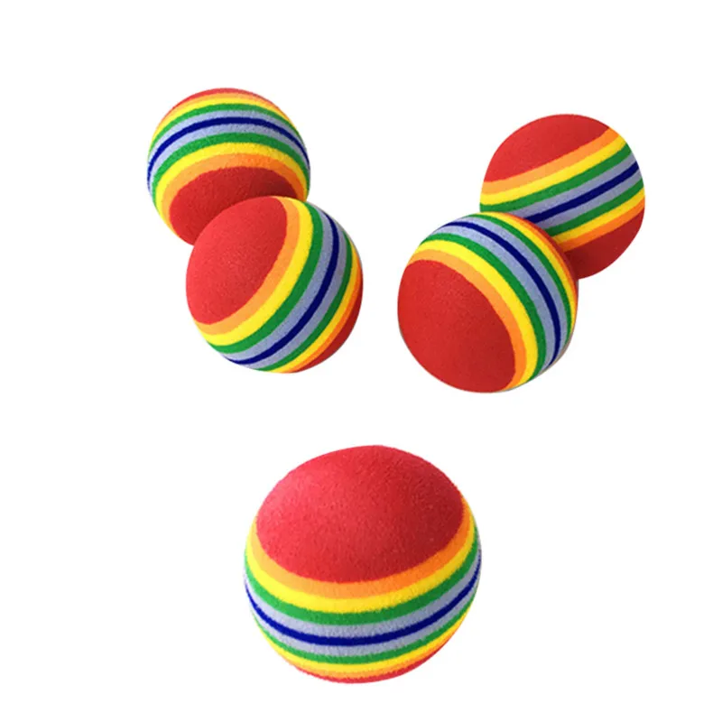 1Pcs Rainbow Toy Ball Interactive 3.5cm Cat Toys Play Chew Rattle Scratch EVA Ball Funny Pets Dog Training Pet Supplies HOT SALE