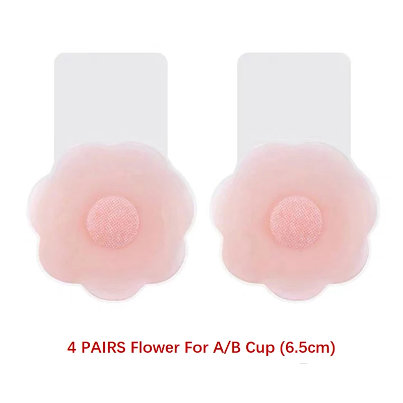 Flower AB Cup 4 пары = 8 шт. Высококачественная силиконовая наклейка на грудь для свадебного платья многоразовая приподнимающая грудь клейкая грудная паста Невидимый для сосков подушечки - Цвет: Flower AB Cup