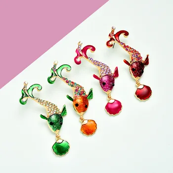 

Orangelili Alloy Oil Dripp Stud Earings Fashion Jewelry Koi Fish Women Personality Earrings animal Pop Party Earrings OG051