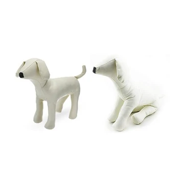 

2 PCS Leather Dog Mannequins Standing Position Dog Models Toys Pet Animal Shop Display Mannequin White