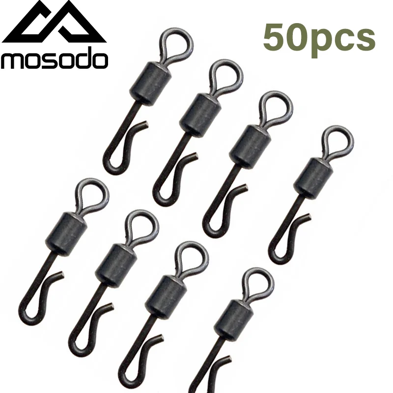 Mosodo 50 шт. матовые черные подвижные Быстросменные Вертлюги для ловли карпа