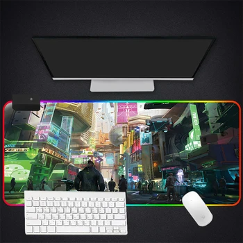 

RGB Mouse Pad Large Gaming Luminous Waterproof Non-slip Rubber Desk Mat Punk Anime Mousepad Computer Laptop Keyboard Desk Pad