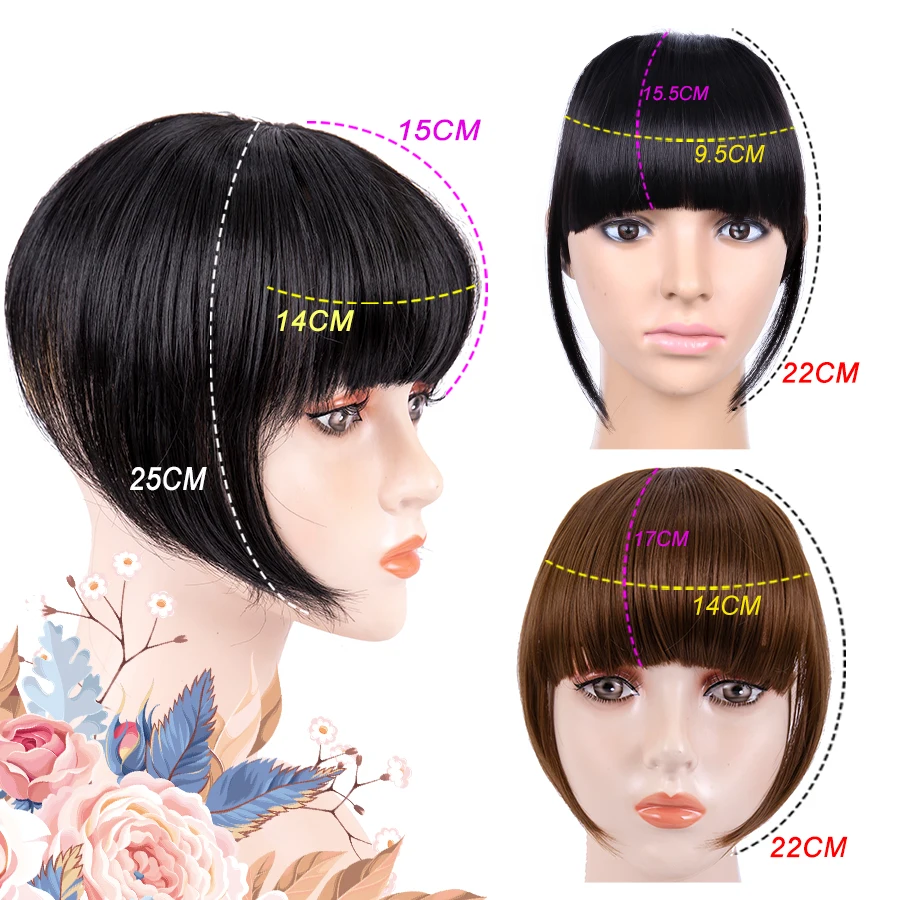 Leeons Short Synthetic Bangs Heat Resistant Hairpieces Hair Women Natural Short Fake Hair Bangs Hair Clips For Extensions Black