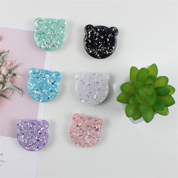 

50pcs litter bear Glitter epoxy glue mobile phone folding stretch airbag bracket Phone Holder support For iphone For Samsung
