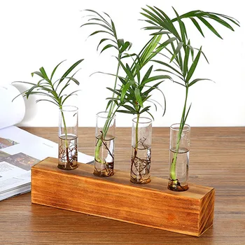 

Hydroponic Transparent Glass Test-tube Vase Fake Flower Intercalator Tabletop Table Decoration Hydroponic Plant Pot G4
