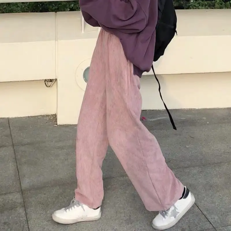 Women Sleep Bottoms Corduroy Pants Wide 