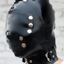 Латексная Маска бандаж капюшон крышка оснастки и шеи группа головные уборы с задней молнией струны дополнительная толщина