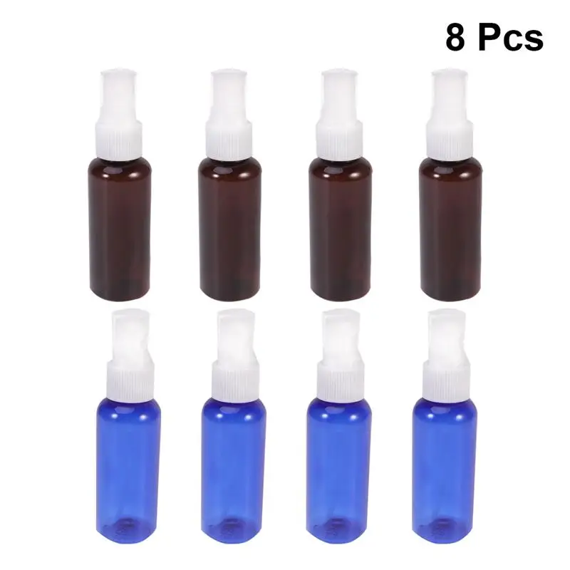 

8pcs/Pack 50ml Empty Spray Bottle Refillable Bottles Portable Toner Liquid Bottle For Outdoor Travel (Blue And Brown, Each 4pcs)