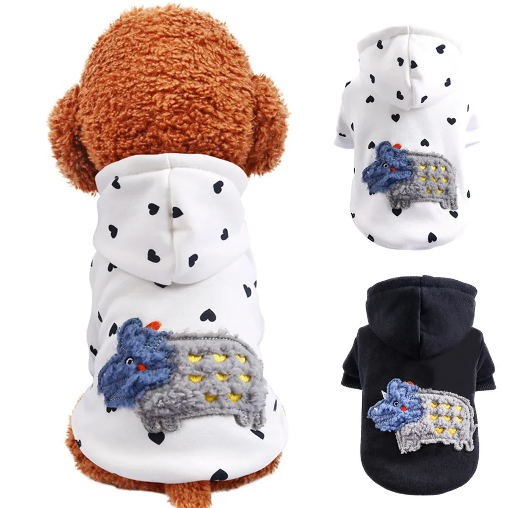 

XS-XL Dog Cute Heart-shaped Printed Hooded Coat Sweatshirt Winter Soft Fleece Warm Puppy Clothes Costumes Pet Products For Dog