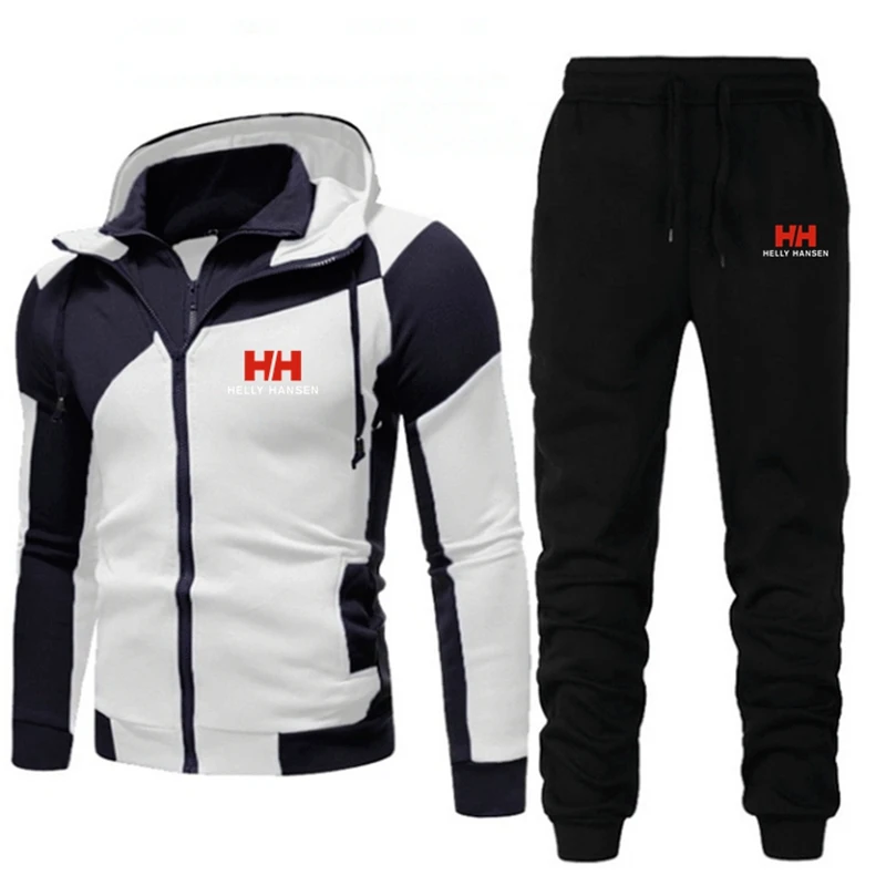 

2 Pieces Sets Tracksuit HH printing Men Hooded Sweatshirt pants zipper Hoodie Sportwear Suit Ropa Hombre Casual Men Clothes