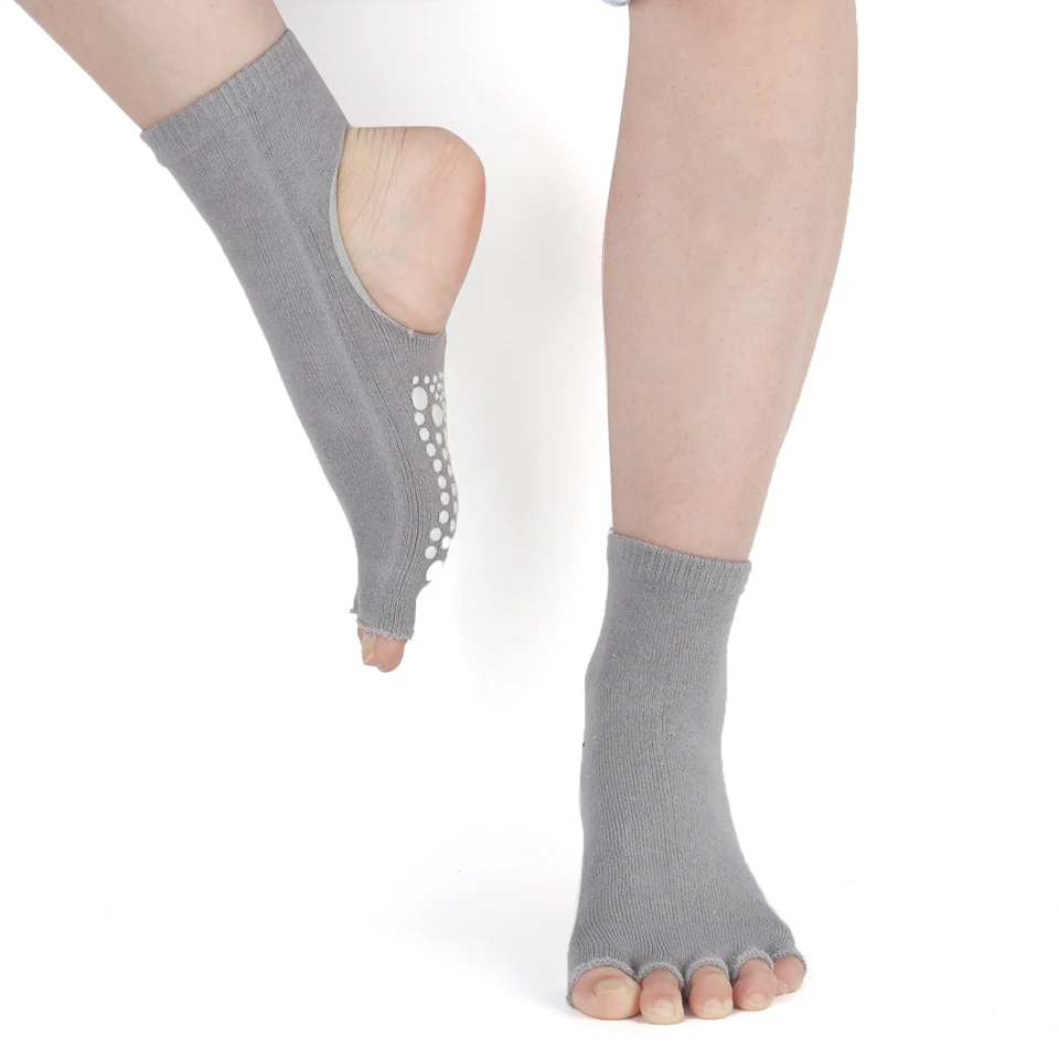 Women Yoga Socks Cotton Anti Slip Dance Pilates Grip For Fitness Breathable Ballet Ladies Sports Gym open toe five fingers Sock