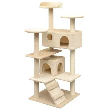 

125 cm Cat Tree with Sisal Scratching Posts Feature-packed Multi-level Play Center Simple Fully Functional Cat Gym Four Seasons