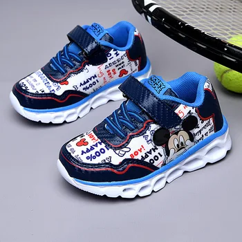 

2020 New Children Sneaker with LED Light Casual Shoes for Boys Toddler Flash Lumious Shoes Cartoon Mickey Designer Kids Shoes