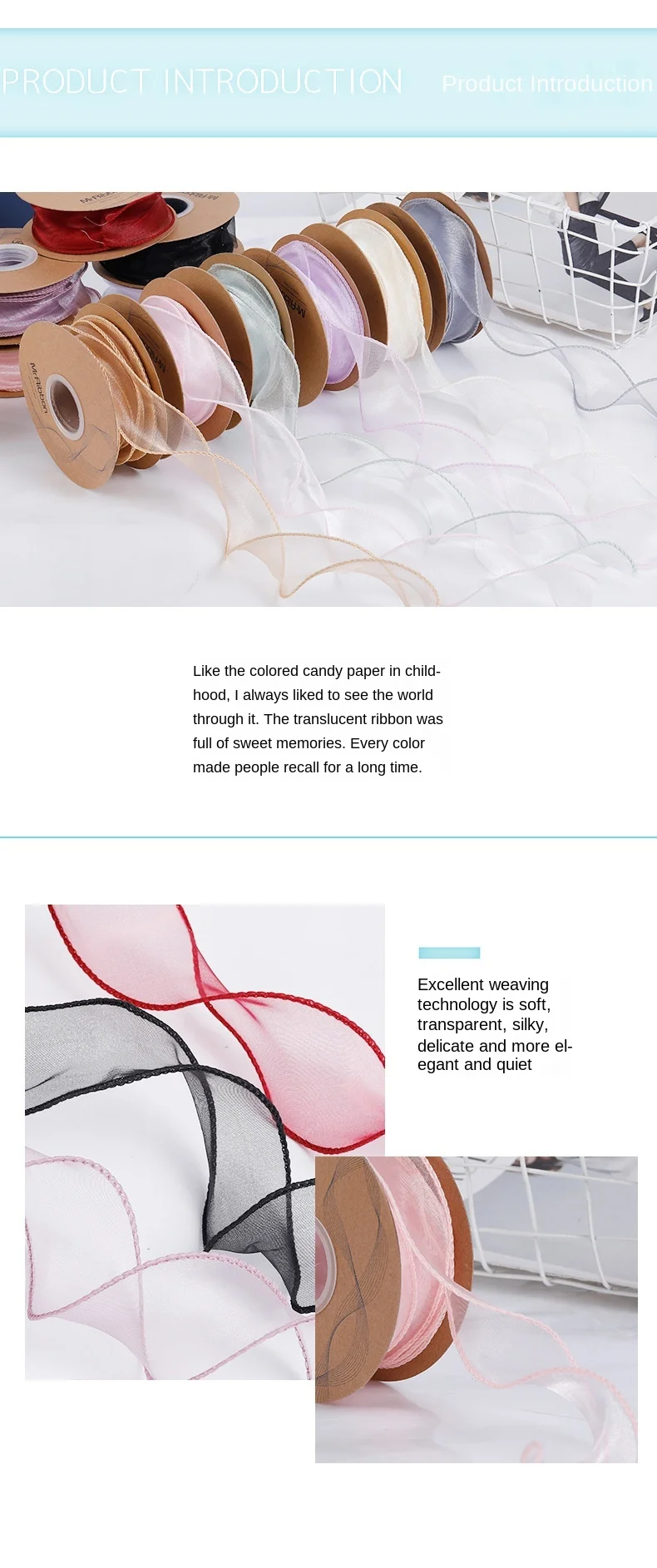 10 Yards Color Fishtail Yarn Ribbon Bouquet Packing Material Fresh Flowers Baking Overwrap Ribbon Wave Chiffon Yarn Gift Strap