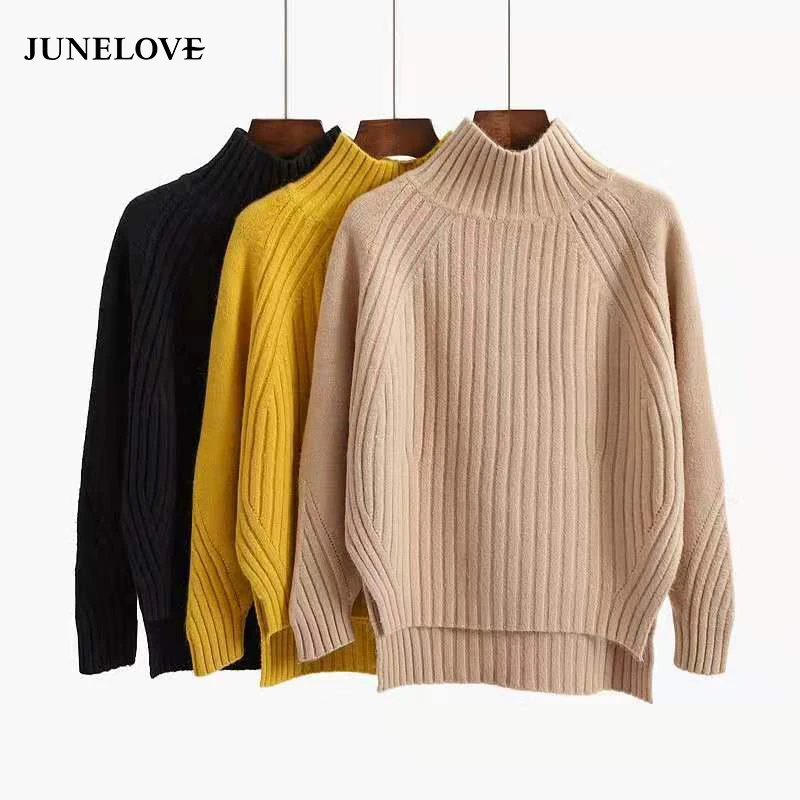 Свитер женский трикотажный JuneLove однотонный Осенний | Женская одежда