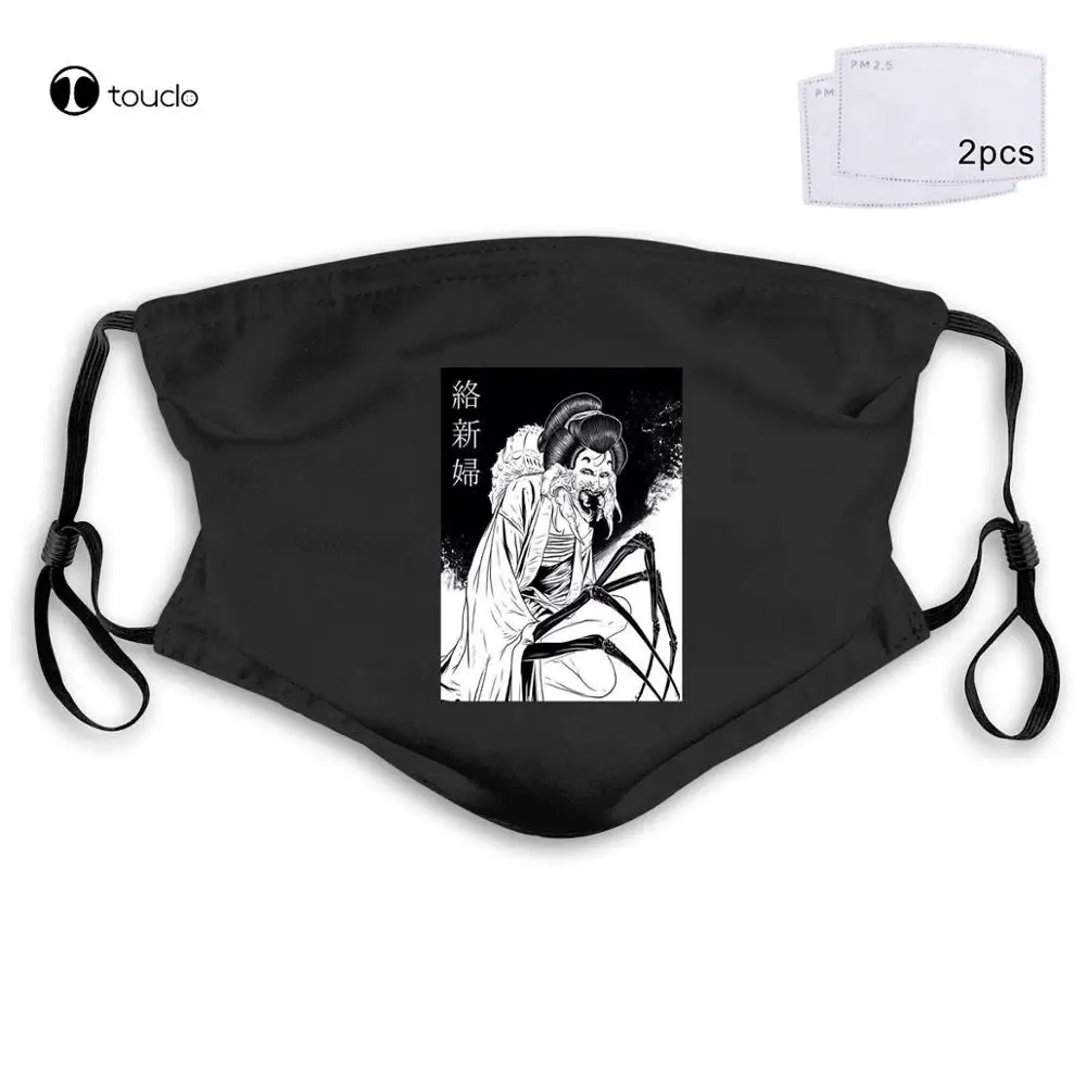 Jorogumo Japan Anime Manga Horror Guro Spider Woman Junji Ito Maruo Face Mask Filter Pocket Cloth Reusable Washable | Аксессуары для