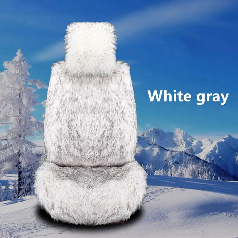 Зимнее шерстяное автомобильное сиденье, плюшевый стульчик, теплая универсальная подушка для сиденья, автомобильное сиденье, одно сиденье, пять сидений - Название цвета: big gray 1pcs