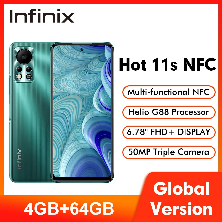 Смартфон Infinix Hot 11S NFC 4 Гб + 64 ГБ дисплей 6 78 дюйма FHD 5000 мАч задняя камера 50 МП с