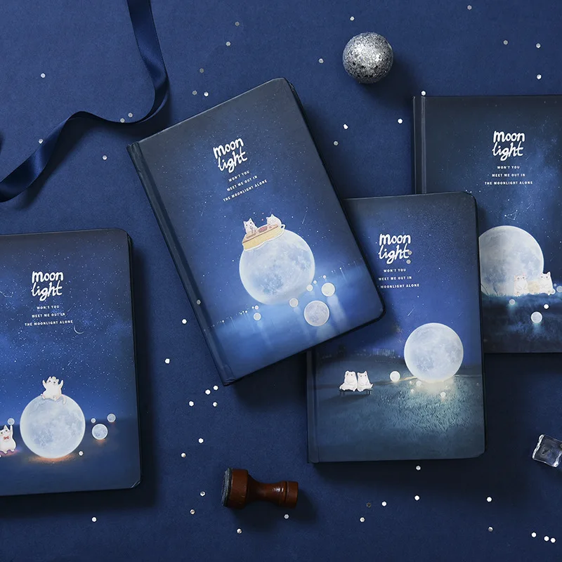 

Creative Luminous Notebook Handbook Moonlight Cat Planner Diary School Notepad Note Book Sketchbook Stationery Journal Papelaria