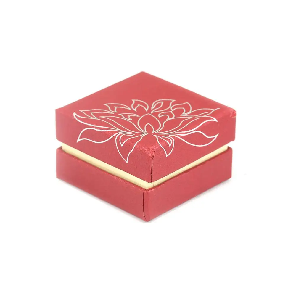 5x5cm DoreenBeads Лотос узор бумага красный шкатулка цепочки и ожерелья серьги кольцо набор коробки для упаковки подарков и дисплей 1 шт - Цвет: 5x5cm
