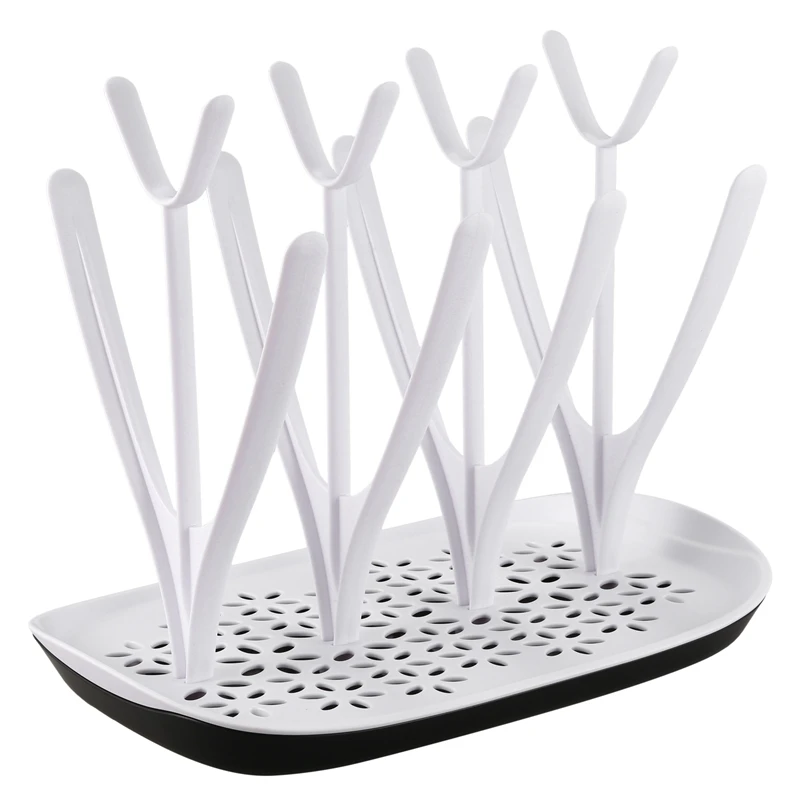 

Baby bottle drying rack Drain shelf Cup holder Removable bottle rack for 8 bottles + accessories, white