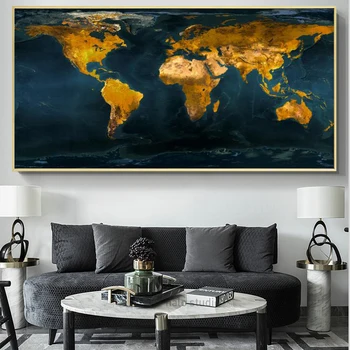 

World Map Decorative Wall Art Picture Modern Posters and Prints Canvas Painting Cuadros Study Office Room Decoration Home Decor