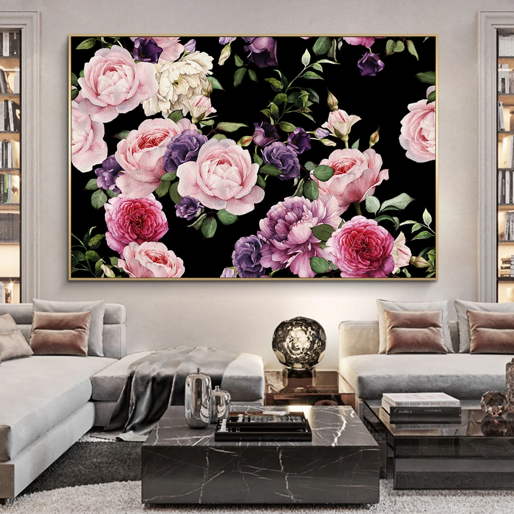 

Abstract Rose Flowers Canvas Paintings On The Wall Art Posters And Prints Nordic Flowers Wall Pictures For Living Room Cuadros