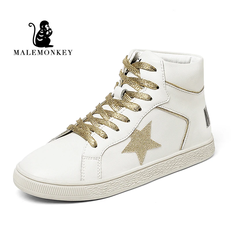 Malemonkey/ г., Size35-40-зимняя женская обувь с высоким берцем легкая повседневная обувь на толстой подошве женская обувь на плоской подошве - Цвет: Golden