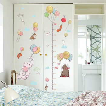 

Cartoon Animals Ballon Children Bedroom Nursery Wall Sticker Kids Height Chart Wall Decals Sticker Home Decoration Wall Stickers