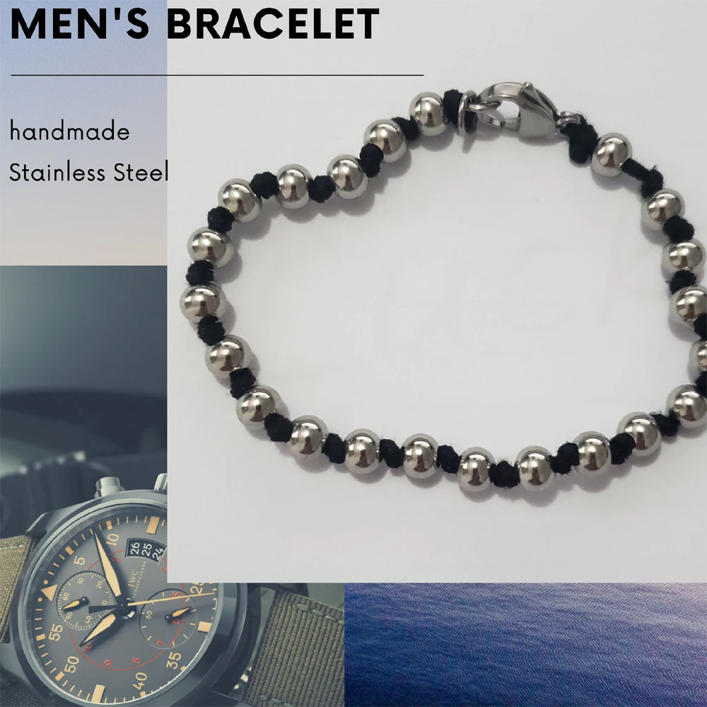 

Stainless Steel Handmade Tie Knot Bracelets For Man Punk Style Customize Size Lobster Buckle Men's Bracelet
